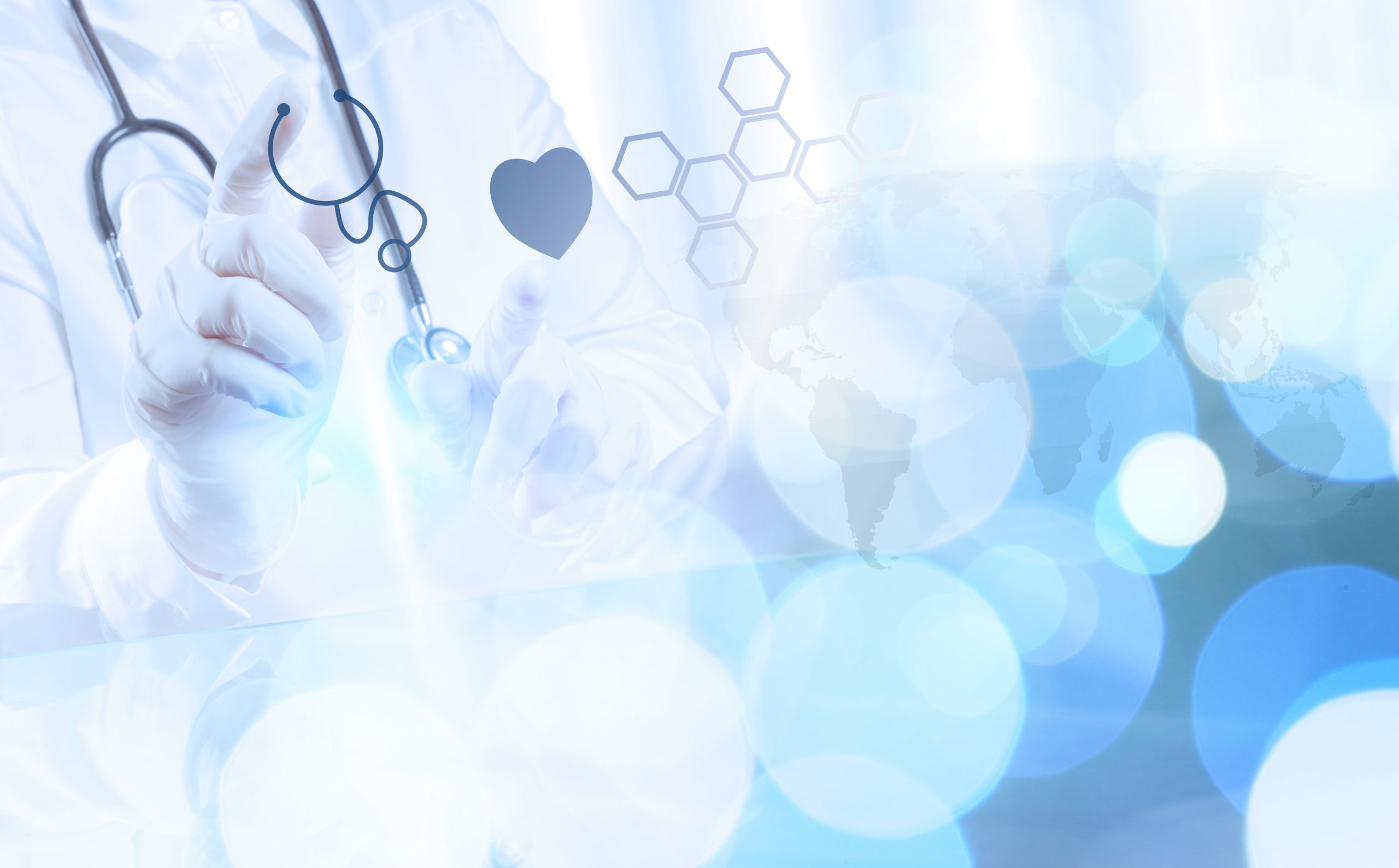 Medicine doctor hand working with modern computer interface as medical concept